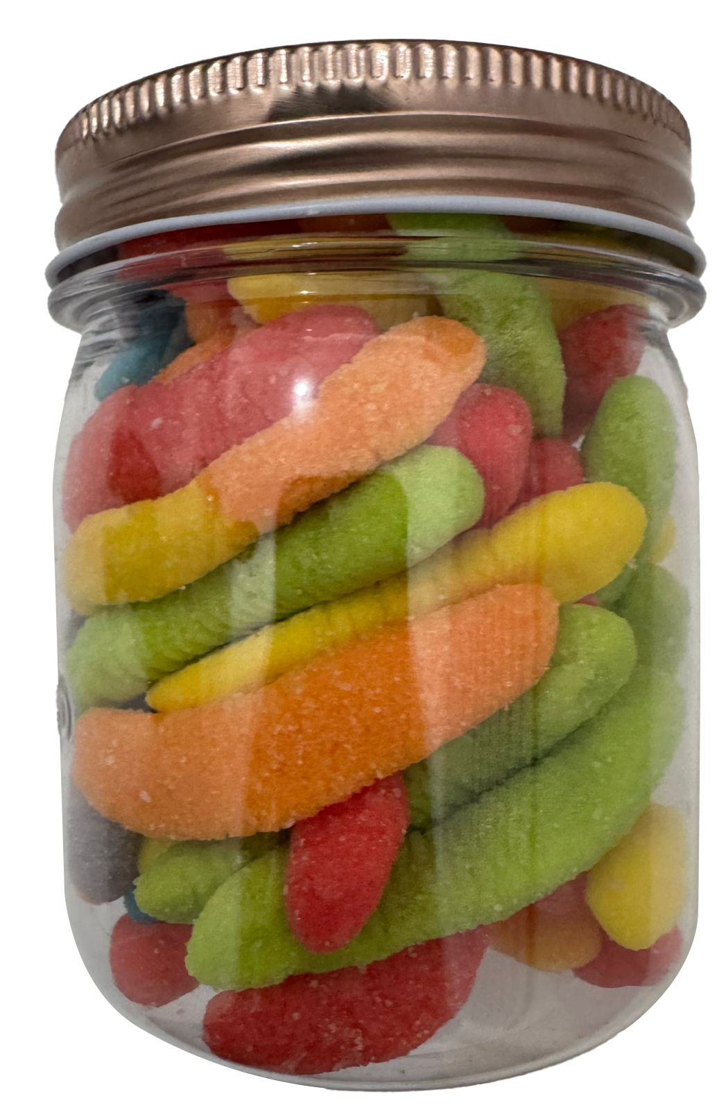 Tarro de Plástico 8 onz: Gusanitos de Colores